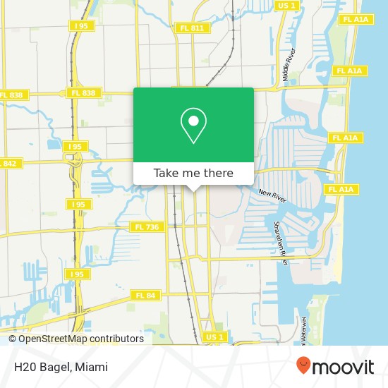 Mapa de H20 Bagel, 601 SE 3rd Ave Fort Lauderdale, FL 33301