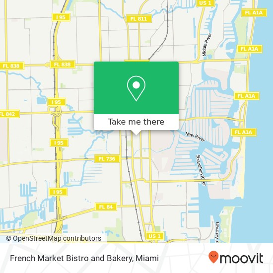 Mapa de French Market Bistro and Bakery, 110 SE 6th St Fort Lauderdale, FL 33301