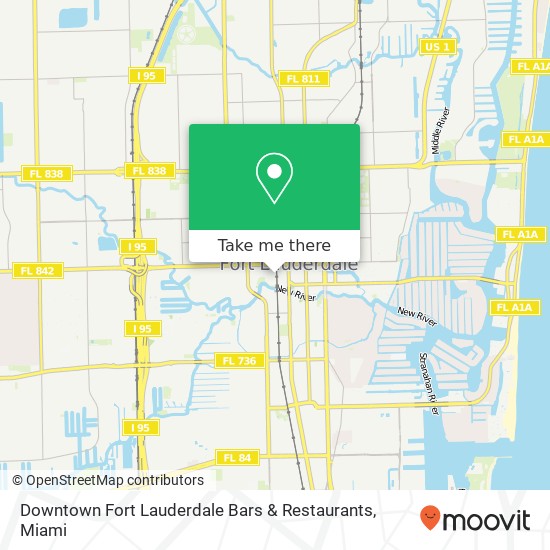 Mapa de Downtown Fort Lauderdale Bars & Restaurants, 207 SW 2nd St Fort Lauderdale, FL 33301