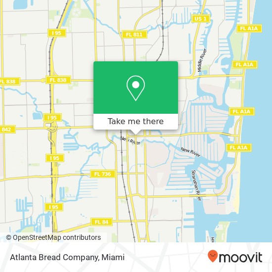 Mapa de Atlanta Bread Company, 301 E Las Olas Blvd Fort Lauderdale, FL 33301