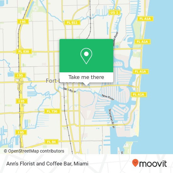 Mapa de Ann's Florist and Coffee Bar, 1001 E Las Olas Blvd Fort Lauderdale, FL 33301