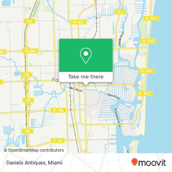 Mapa de Daniels Antiques, 615 E Las Olas Blvd Fort Lauderdale, FL 33301