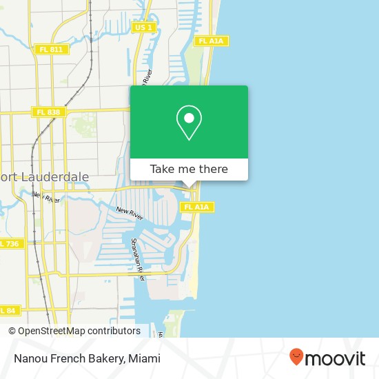 Mapa de Nanou French Bakery, 2915 E Las Olas Blvd Fort Lauderdale, FL 33316