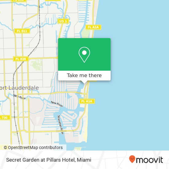 Mapa de Secret Garden at Pillars Hotel, 111 N Birch Rd Fort Lauderdale, FL 33304
