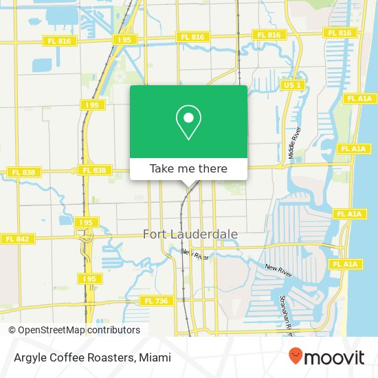 Mapa de Argyle Coffee Roasters, 722 N Andrews Ave Fort Lauderdale, FL 33311