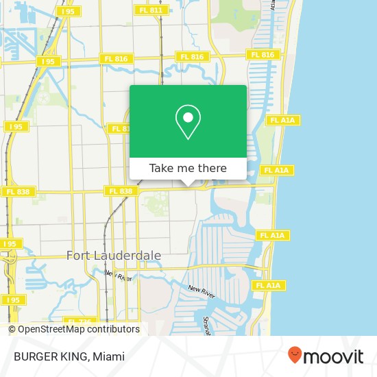 Mapa de BURGER KING, 1725 E Sunrise Blvd Fort Lauderdale, FL 33304