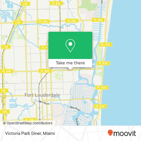 Mapa de Victoria Park Diner, 1730 E Sunrise Blvd Fort Lauderdale, FL 33304