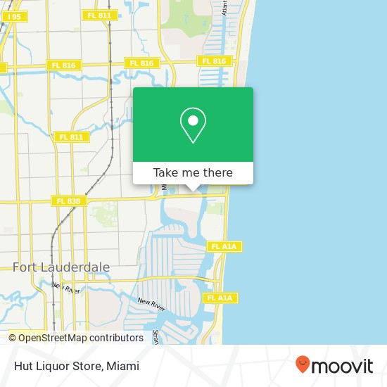 Mapa de Hut Liquor Store, 1021 Seminole Dr Fort Lauderdale, FL 33304