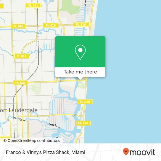 Mapa de Franco & Vinny's Pizza Shack, 2884 E Sunrise Blvd Fort Lauderdale, FL 33304