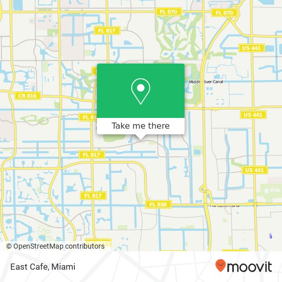 Mapa de East Cafe, 6941 Sunset Strip Sunrise, FL 33313