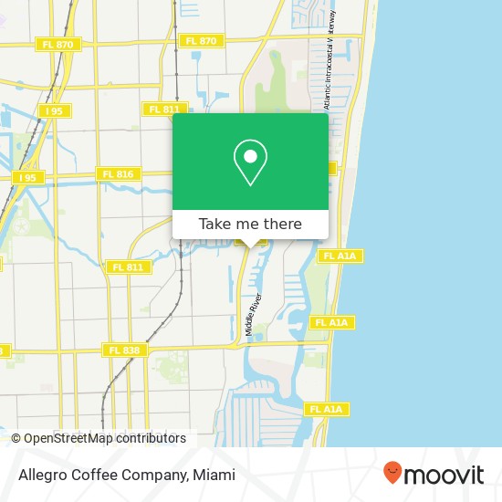 Mapa de Allegro Coffee Company, 2000 N Federal Hwy Fort Lauderdale, FL 33305