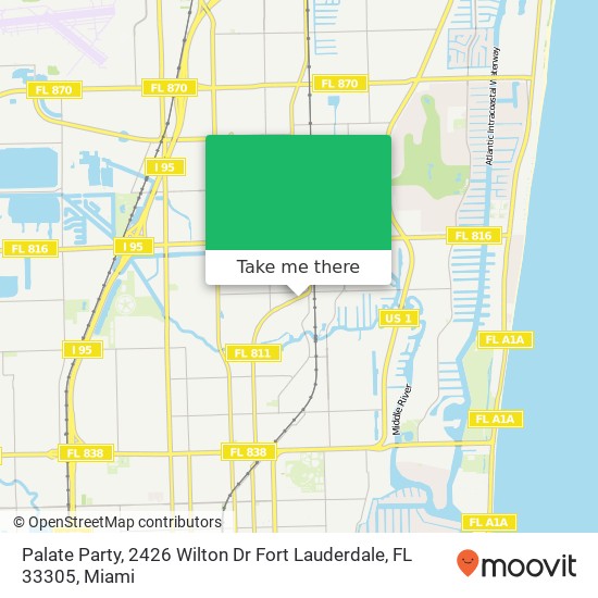 Mapa de Palate Party, 2426 Wilton Dr Fort Lauderdale, FL 33305