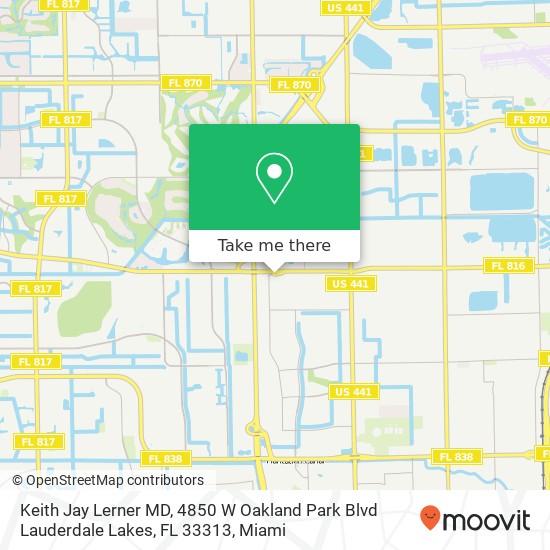 Mapa de Keith Jay Lerner MD, 4850 W Oakland Park Blvd Lauderdale Lakes, FL 33313