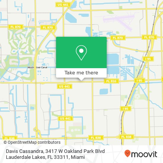 Mapa de Davis Cassandra, 3417 W Oakland Park Blvd Lauderdale Lakes, FL 33311