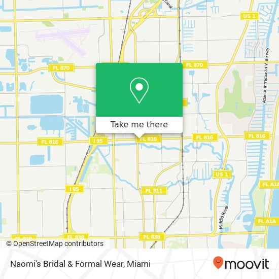 Mapa de Naomi's Bridal & Formal Wear, 100 E Oakland Park Blvd Wilton Manors, FL 33334