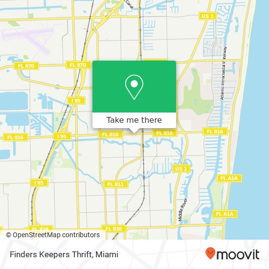 Mapa de Finders Keepers Thrift, 884 E Oakland Park Blvd Oakland Park, FL 33334