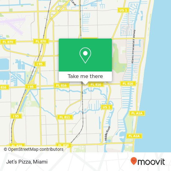 Mapa de Jet's Pizza, 1300 E Oakland Park Blvd Oakland Park, FL 33334