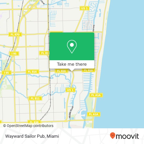 Mapa de Wayward Sailor Pub, 3045 N Federal Hwy Fort Lauderdale, FL 33306