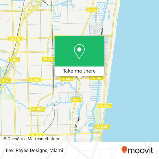 Mapa de Fevi Reyes Designs, 3042 N Federal Hwy Fort Lauderdale, FL 33306