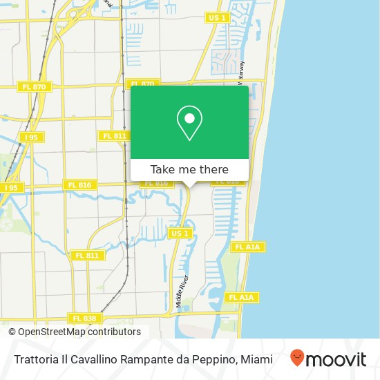 Mapa de Trattoria Il Cavallino Rampante da Peppino, 2980 N Federal Hwy Fort Lauderdale, FL 33306