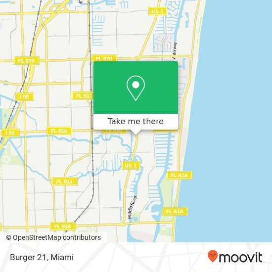 Mapa de Burger 21, 2949 N Federal Hwy Fort Lauderdale, FL 33306