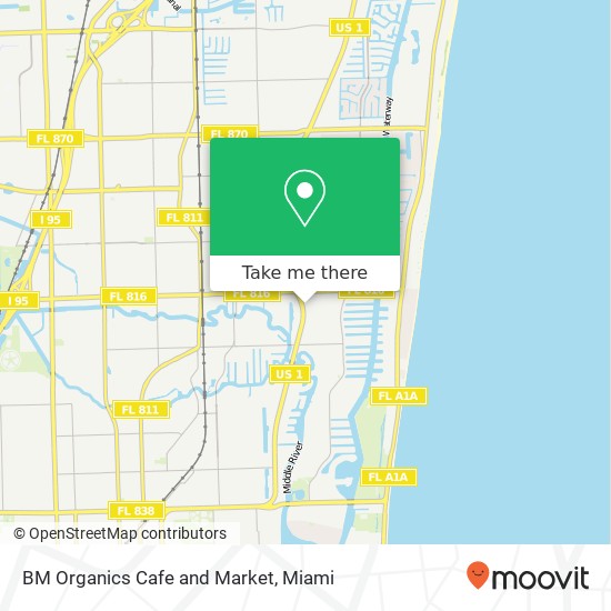 Mapa de BM Organics Cafe and Market, 2960 N Federal Hwy Fort Lauderdale, FL 33306