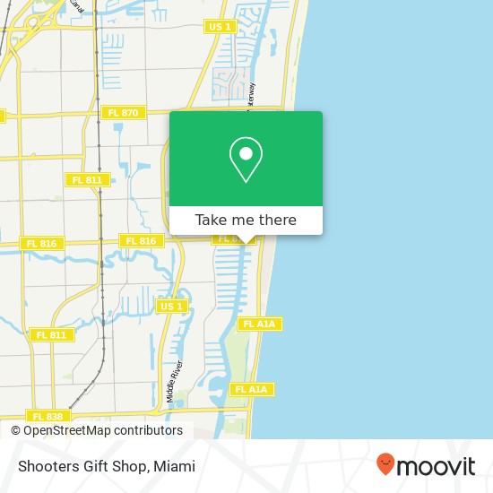 Mapa de Shooters Gift Shop, 3033 NE 32nd Ave Fort Lauderdale, FL 33308