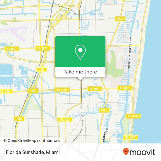Mapa de Florida Sunshade, 3501 N Dixie Hwy Oakland Park, FL 33334