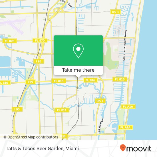Mapa de Tatts & Tacos Beer Garden, 3200 NE 12th Ave Oakland Park, FL 33334