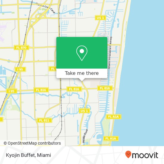 Mapa de Kyojin Buffet, 3485 N Federal Hwy Fort Lauderdale, FL 33306