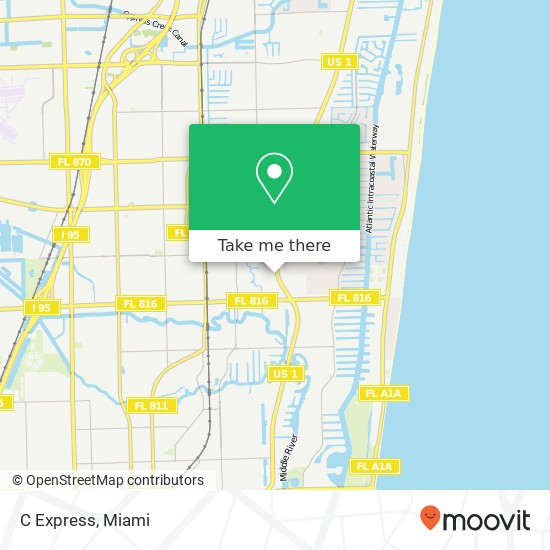 Mapa de C Express, 3471 N Federal Hwy Fort Lauderdale, FL 33306