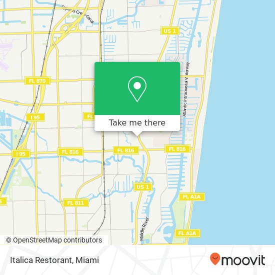 Mapa de Italica Restorant, 3471 N Federal Hwy Fort Lauderdale, FL 33306