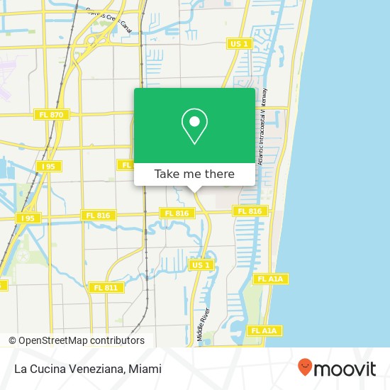 Mapa de La Cucina Veneziana, 3471 N Federal Hwy Fort Lauderdale, FL 33306