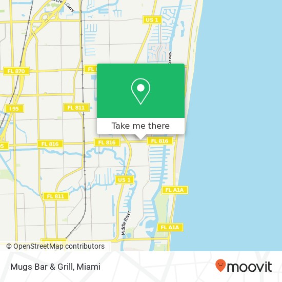 Mapa de Mugs Bar & Grill, 2671 E Oakland Park Blvd Fort Lauderdale, FL 33306