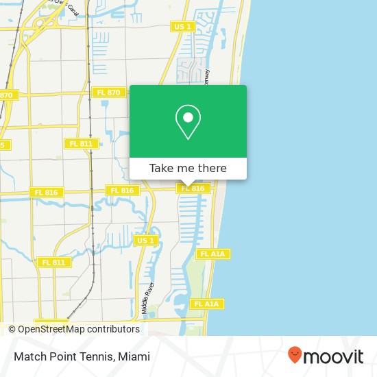Mapa de Match Point Tennis, 2840 E Oakland Park Blvd Fort Lauderdale, FL 33306