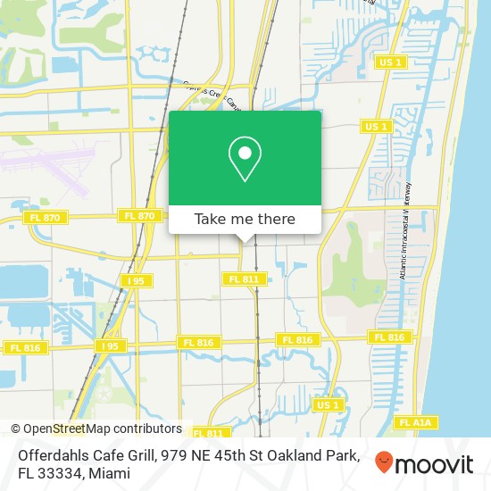 Mapa de Offerdahls Cafe Grill, 979 NE 45th St Oakland Park, FL 33334