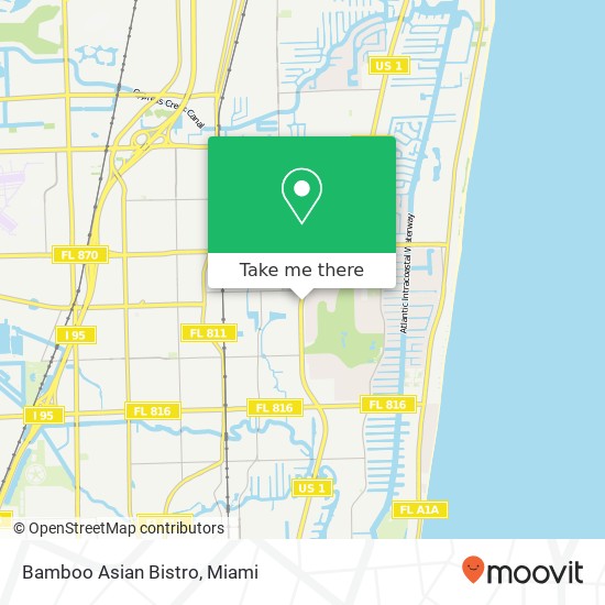 Mapa de Bamboo Asian Bistro, 4350 N Federal Hwy Fort Lauderdale, FL 33308