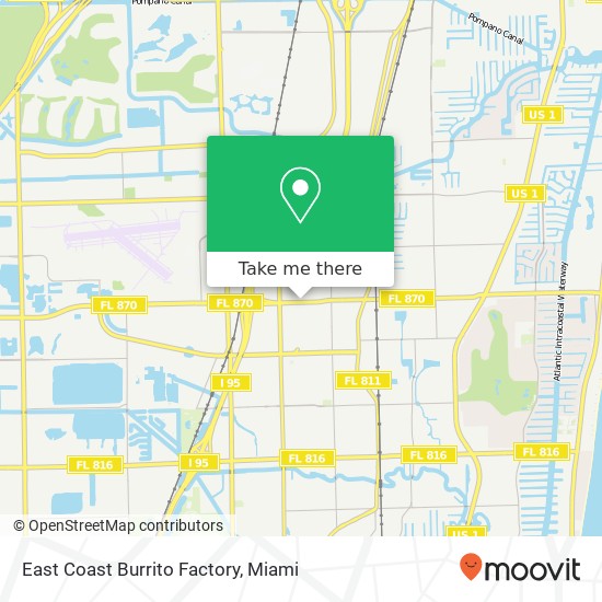 Mapa de East Coast Burrito Factory, 261 E Commercial Blvd Oakland Park, FL 33334