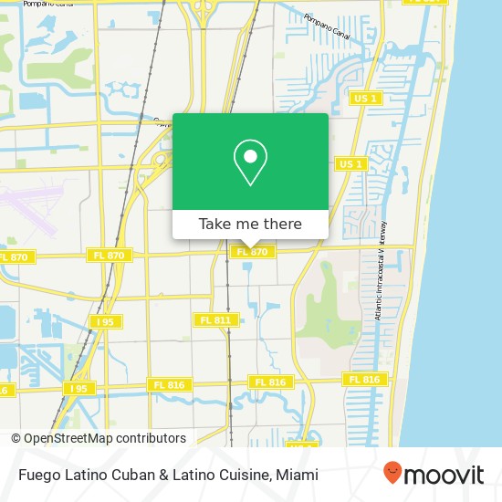 Mapa de Fuego Latino Cuban & Latino Cuisine, 1417 E Commercial Blvd Oakland Park, FL 33334