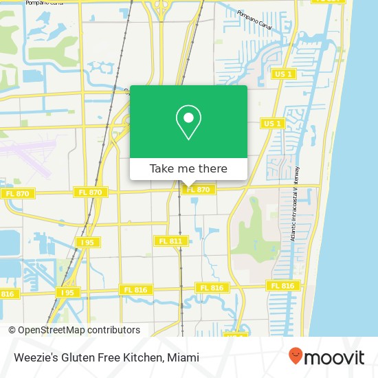 Mapa de Weezie's Gluten Free Kitchen, 1321 E Commercial Blvd Oakland Park, FL 33334