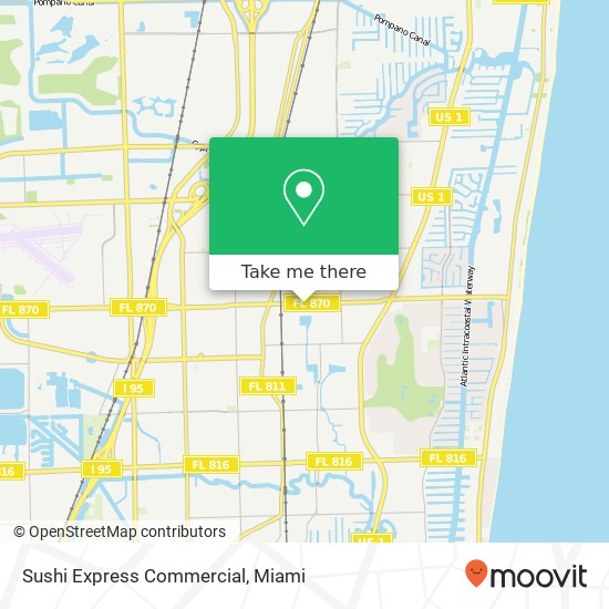 Mapa de Sushi Express Commercial, 1506 E Commercial Blvd Oakland Park, FL 33334