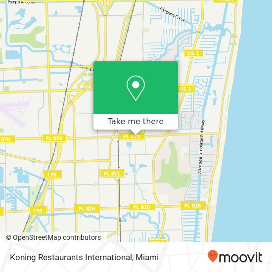 Mapa de Koning Restaurants International, 1509 E Commercial Blvd Fort Lauderdale, FL 33334
