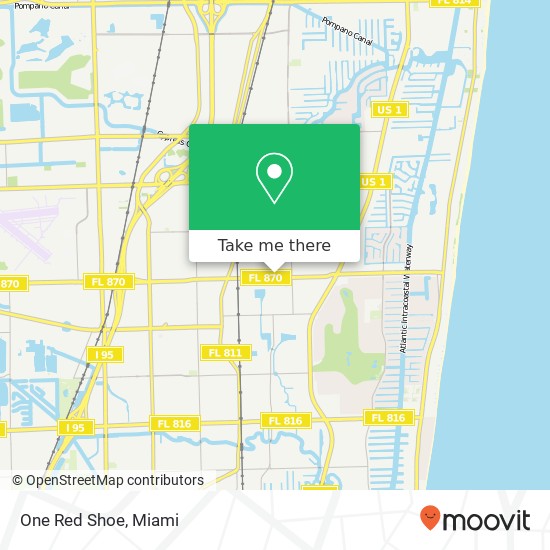 Mapa de One Red Shoe, 1511 E Commercial Blvd Fort Lauderdale, FL 33334