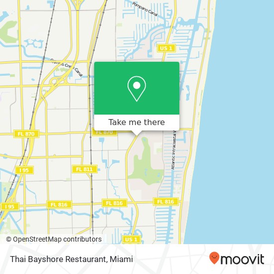 Mapa de Thai Bayshore Restaurant, 4838 N Federal Hwy Fort Lauderdale, FL 33308