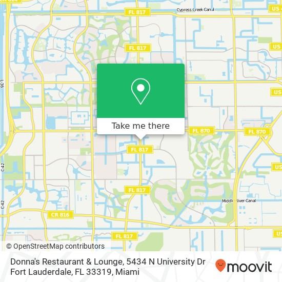 Mapa de Donna's Restaurant & Lounge, 5434 N University Dr Fort Lauderdale, FL 33319