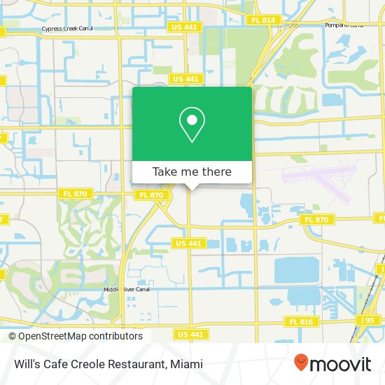 Mapa de Will's Cafe Creole Restaurant, 5460 N State Road 7 Fort Lauderdale, FL 33319