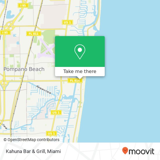 Mapa de Kahuna Bar & Grill, 1 N Ocean Blvd Pompano Beach, FL 33062