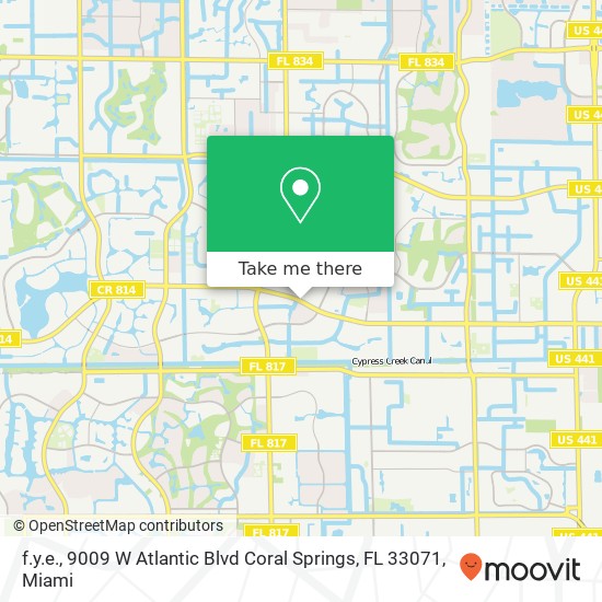 Mapa de f.y.e., 9009 W Atlantic Blvd Coral Springs, FL 33071
