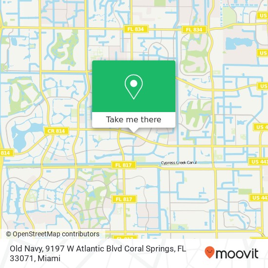 Mapa de Old Navy, 9197 W Atlantic Blvd Coral Springs, FL 33071