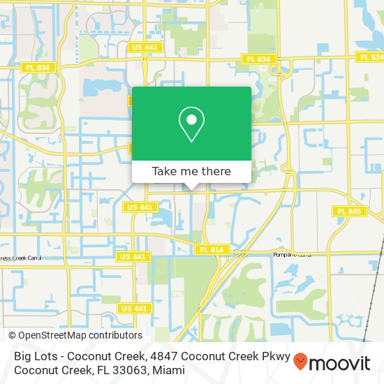 Mapa de Big Lots - Coconut Creek, 4847 Coconut Creek Pkwy Coconut Creek, FL 33063